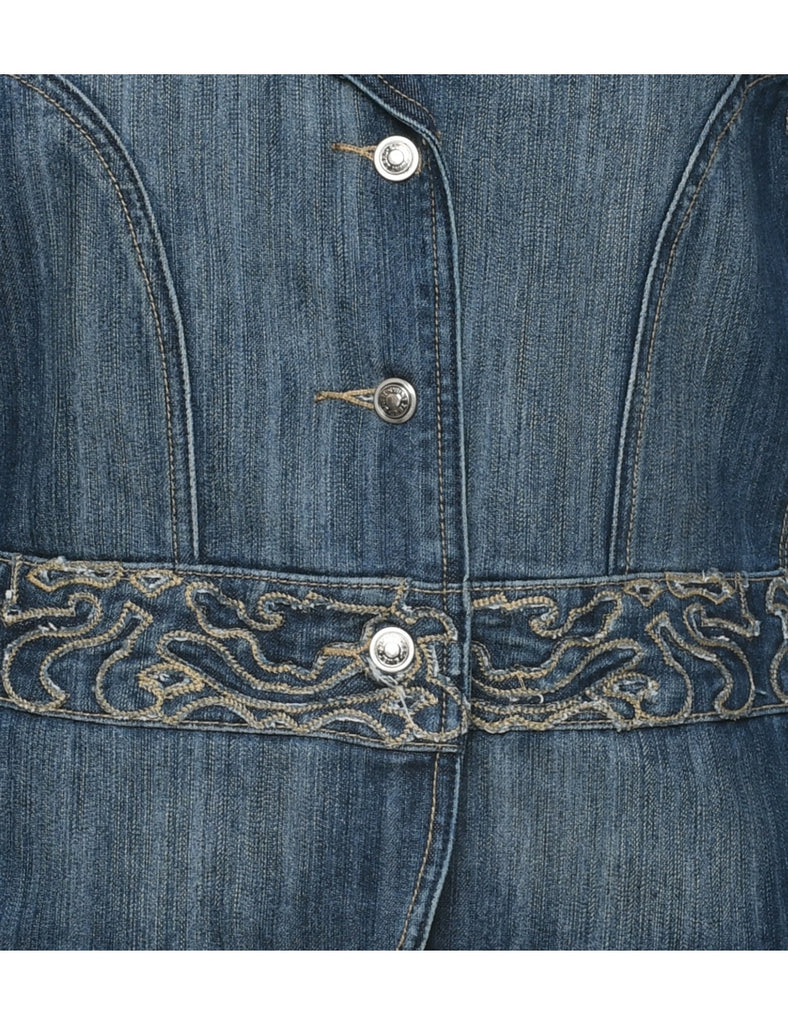 Button Front Denim Jacket - M
