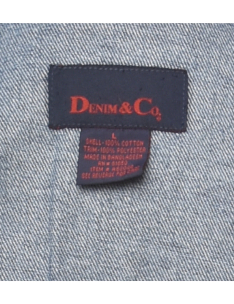 Button Front Denim Jacket - L