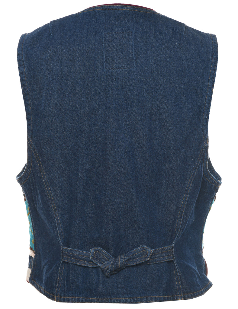 Button Front Denim Jacket Vest - M