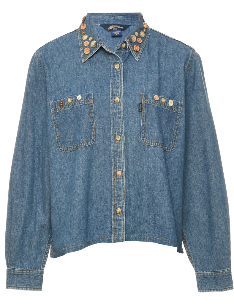Button Front Denim Shirt - M