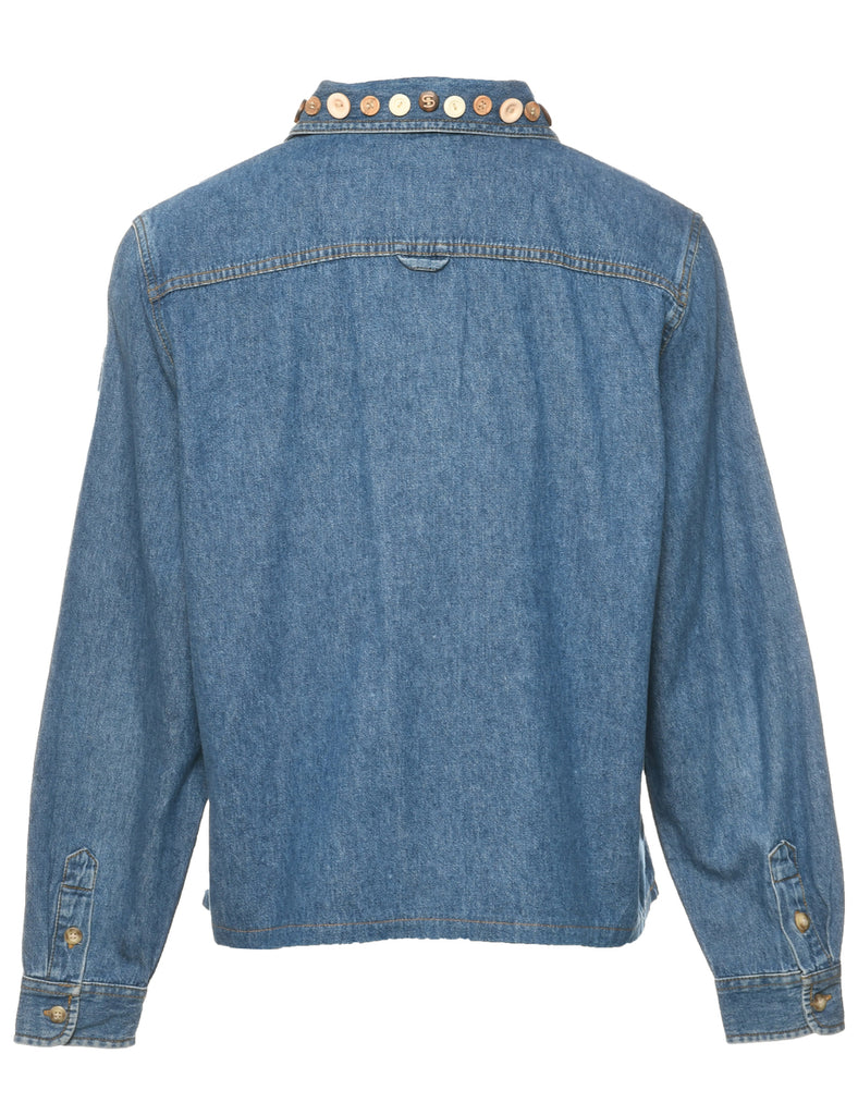 Button Front Denim Shirt - M