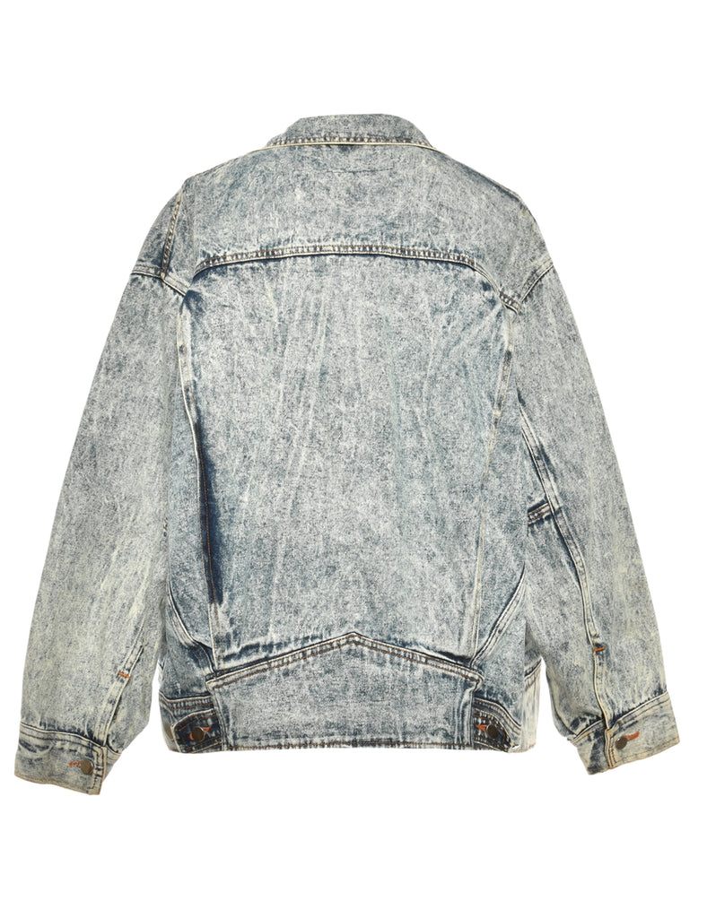 Button-Front Light Wash Denim Jacket - L