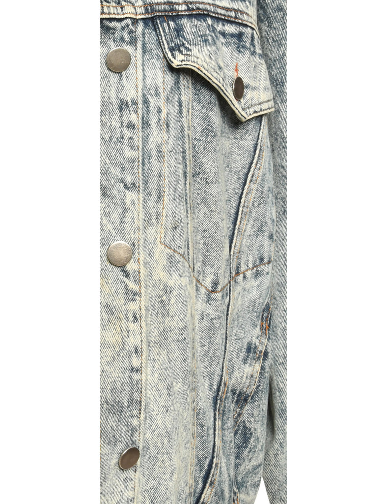 Button-Front Light Wash Denim Jacket - L