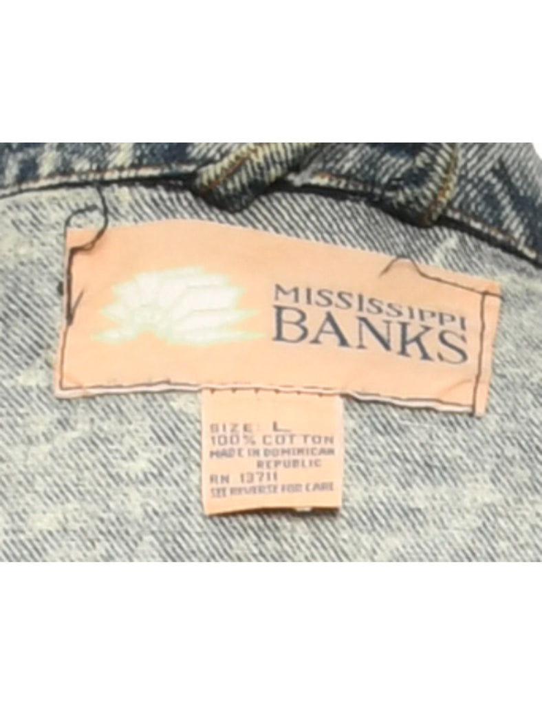 Button-Front Light Wash Denim Jacket - L