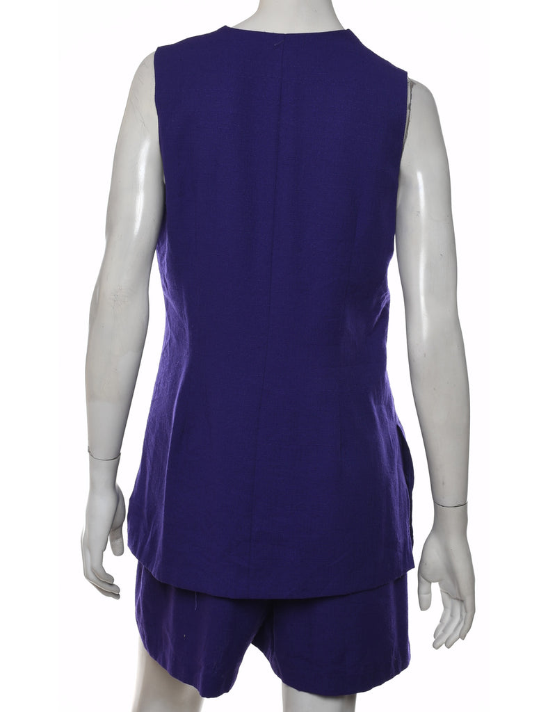 Button Front Purple Playsuit - M