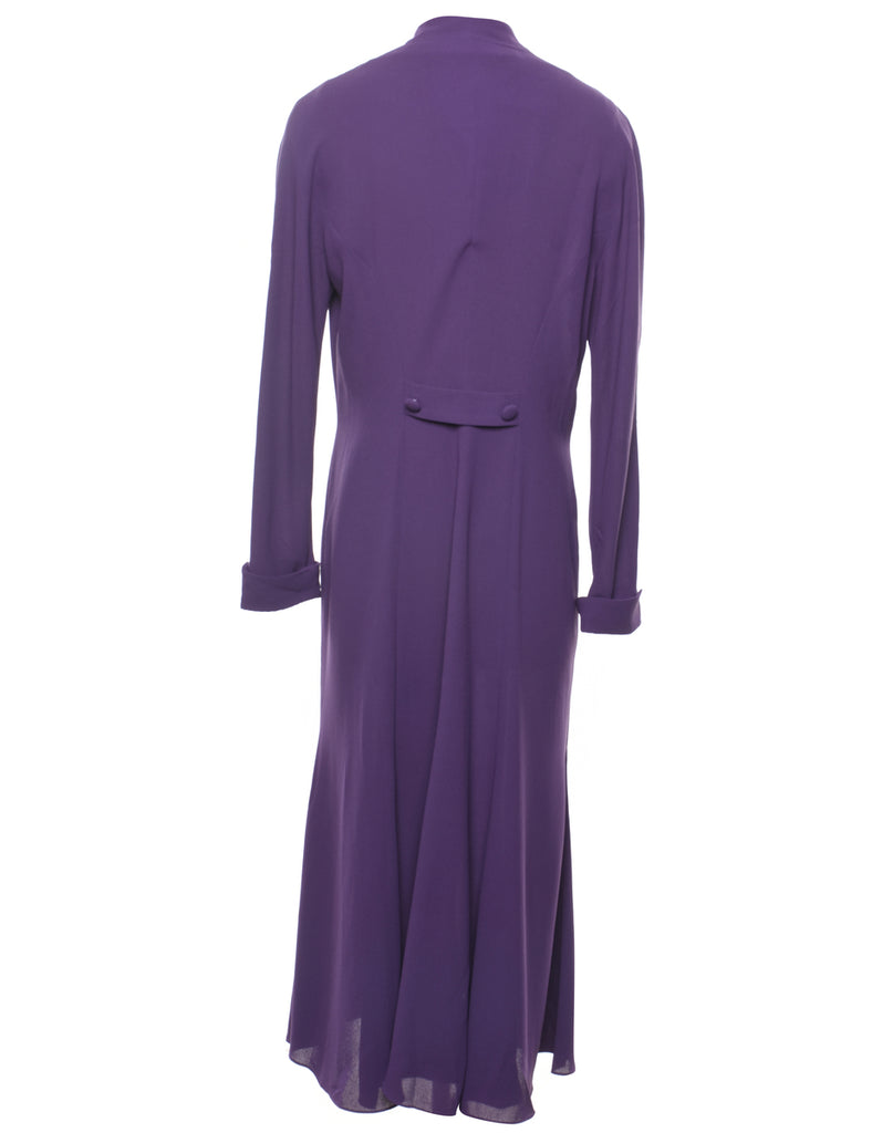 Button Front Purple Shirt Dress - L