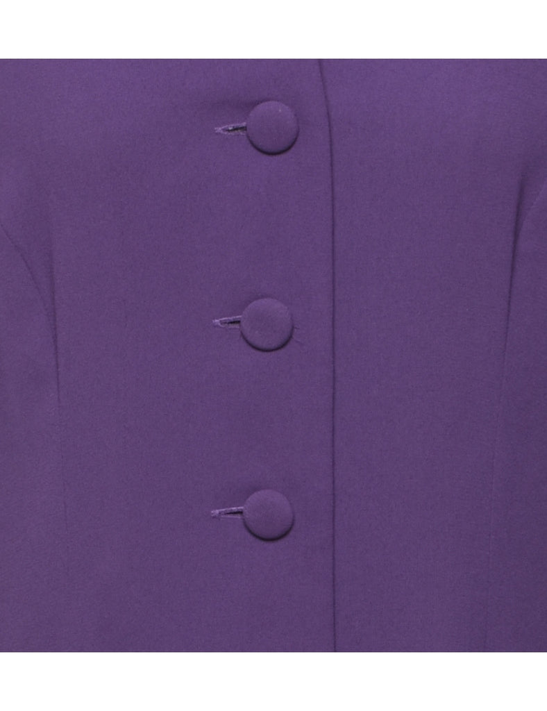 Button Front Purple Shirt Dress - L