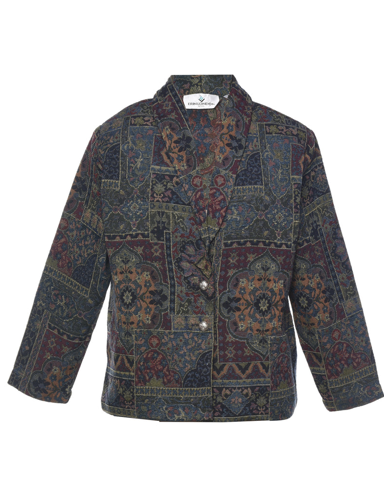 Button Front Tapestry Jacket - M