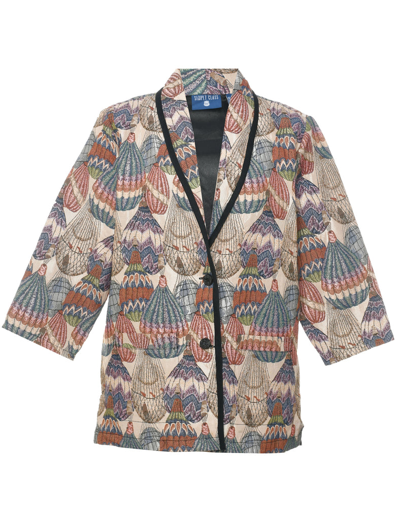 Button Front Tapestry Jacket - M