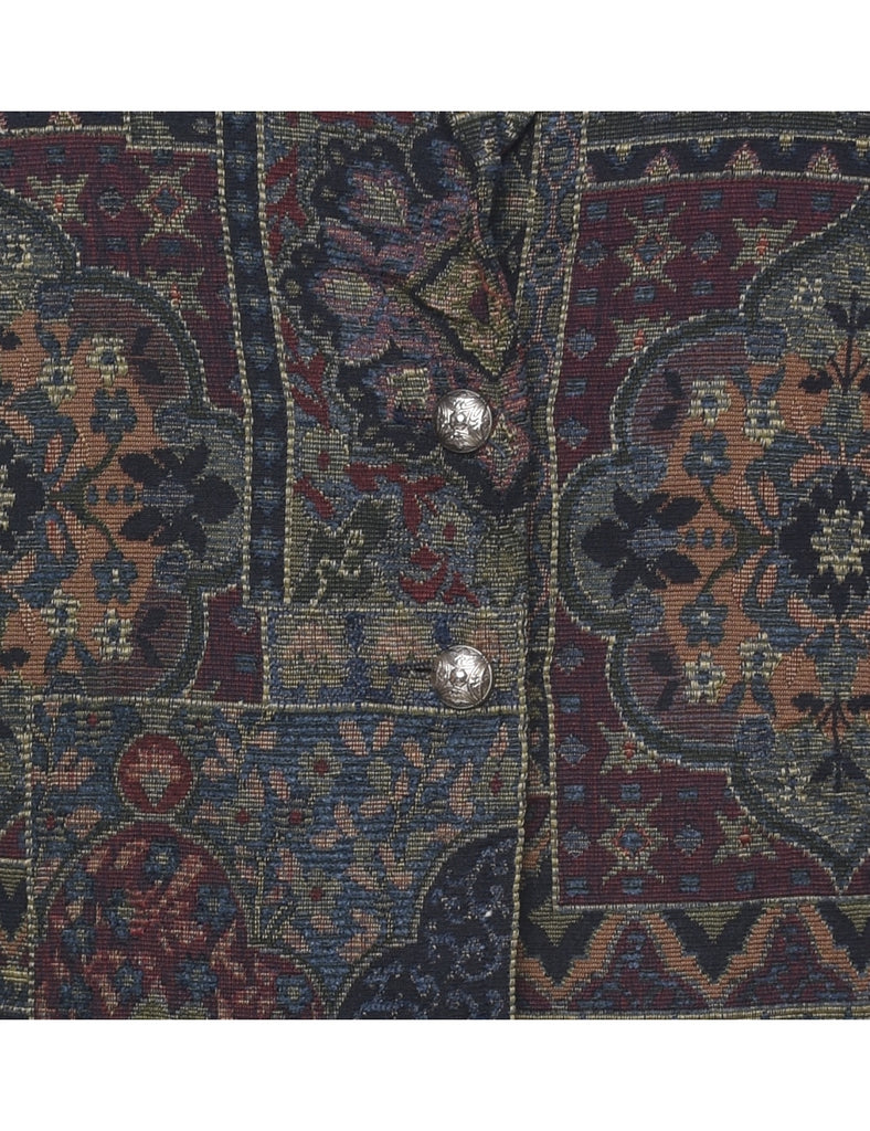 Button Front Tapestry Jacket - M