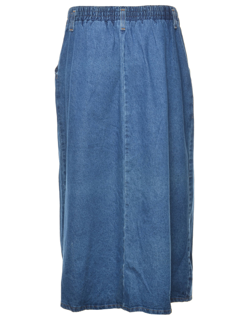 Button Through Denim Skirt - S