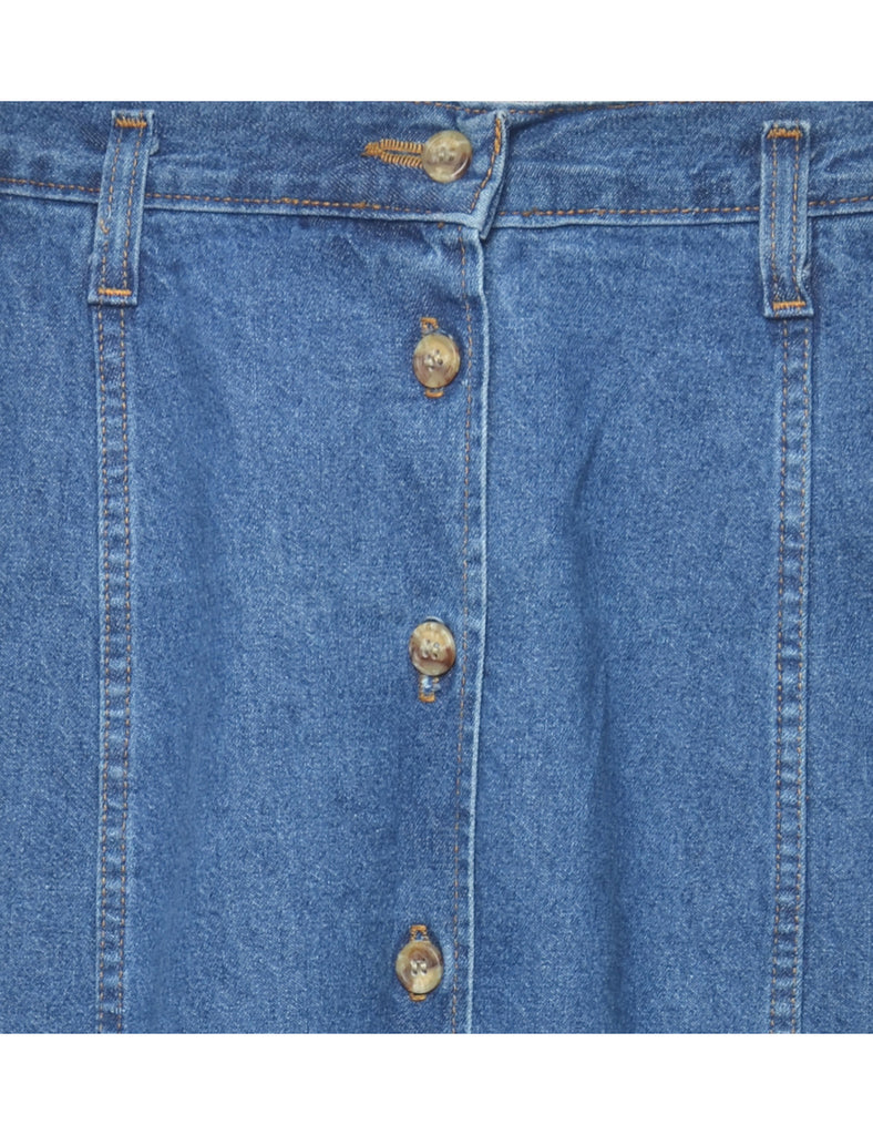 Button Through Denim Skirt - S
