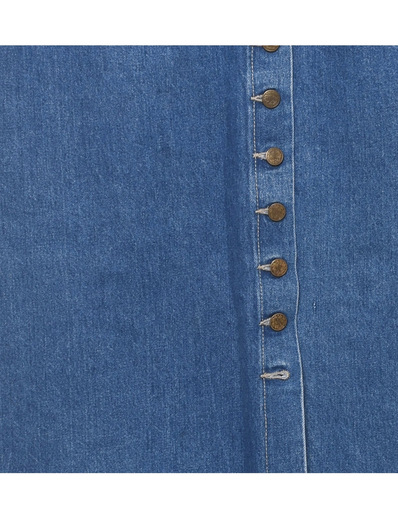 Button Through Denim Skirt - M