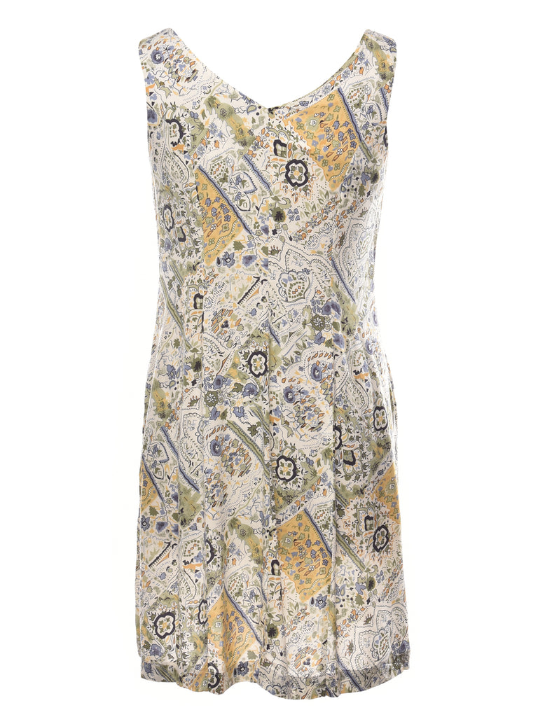 Button Through Floral Dress - M