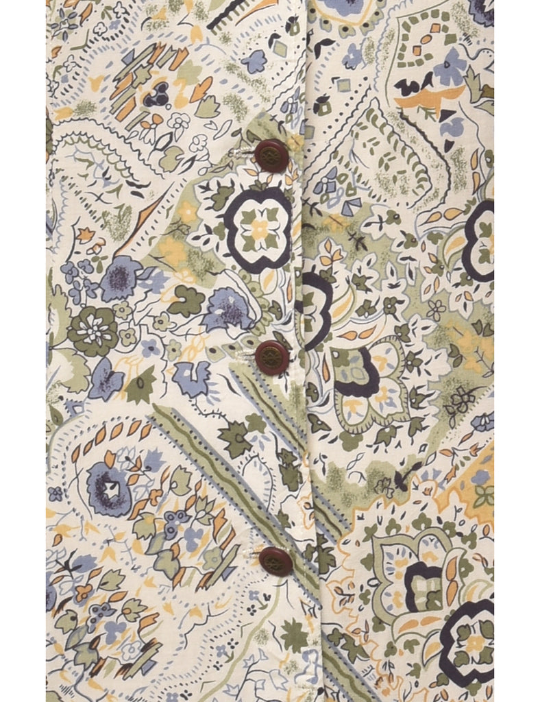 Button Through Floral Dress - M