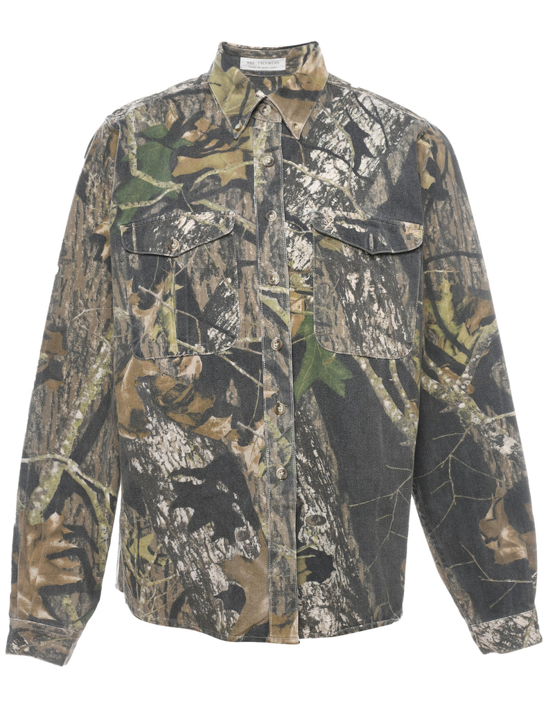 Camouflage Print Denim Shirt - M