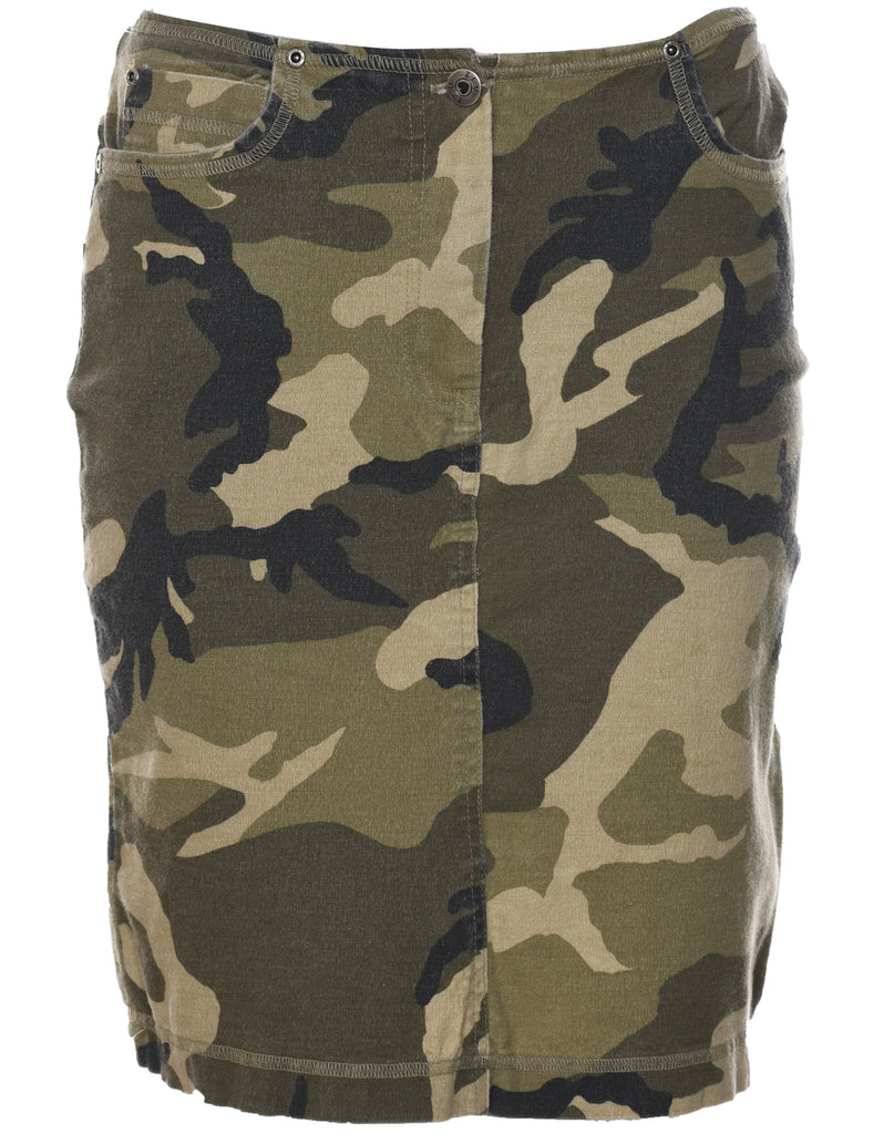 Camouflage Print Pencil Skirt - S