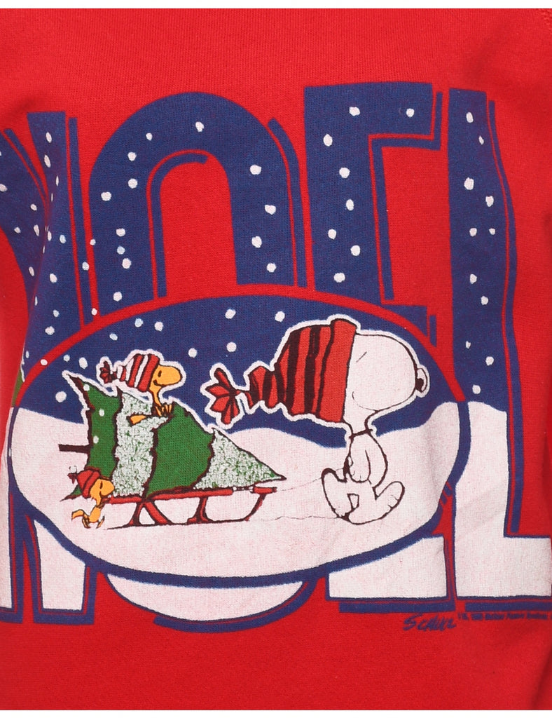 Cartoon Print Noel Christmas Sweatshirt - S