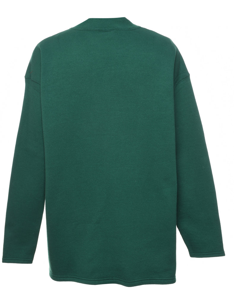Cat Design Lee Dark Green Sweatshirt  - L