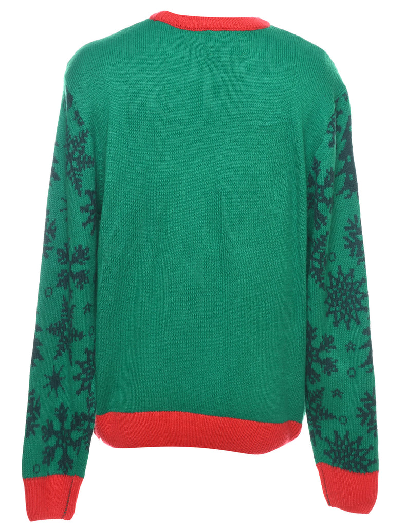 Cat Printed Christmas Jumper - L
