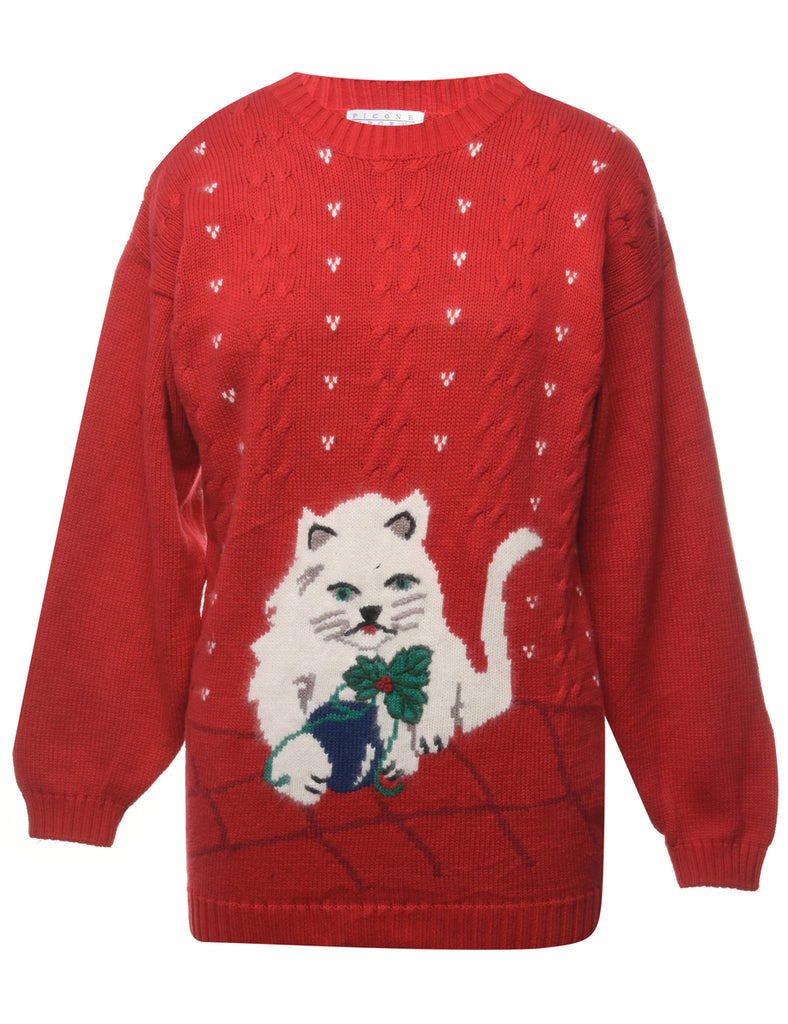 Cat Printed Jumper - S