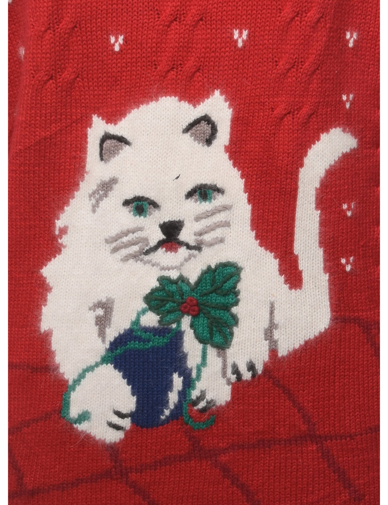 Cat Printed Jumper - S