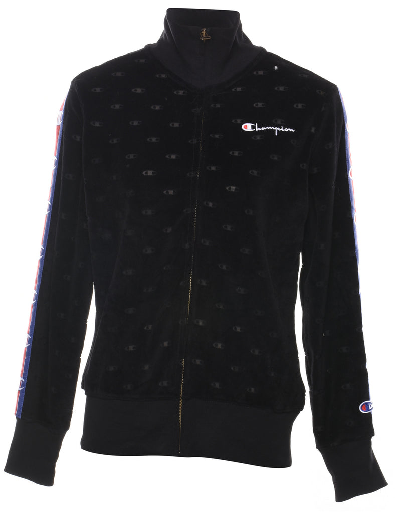 Champion Black Velvet Contrast Trim Track Top - M