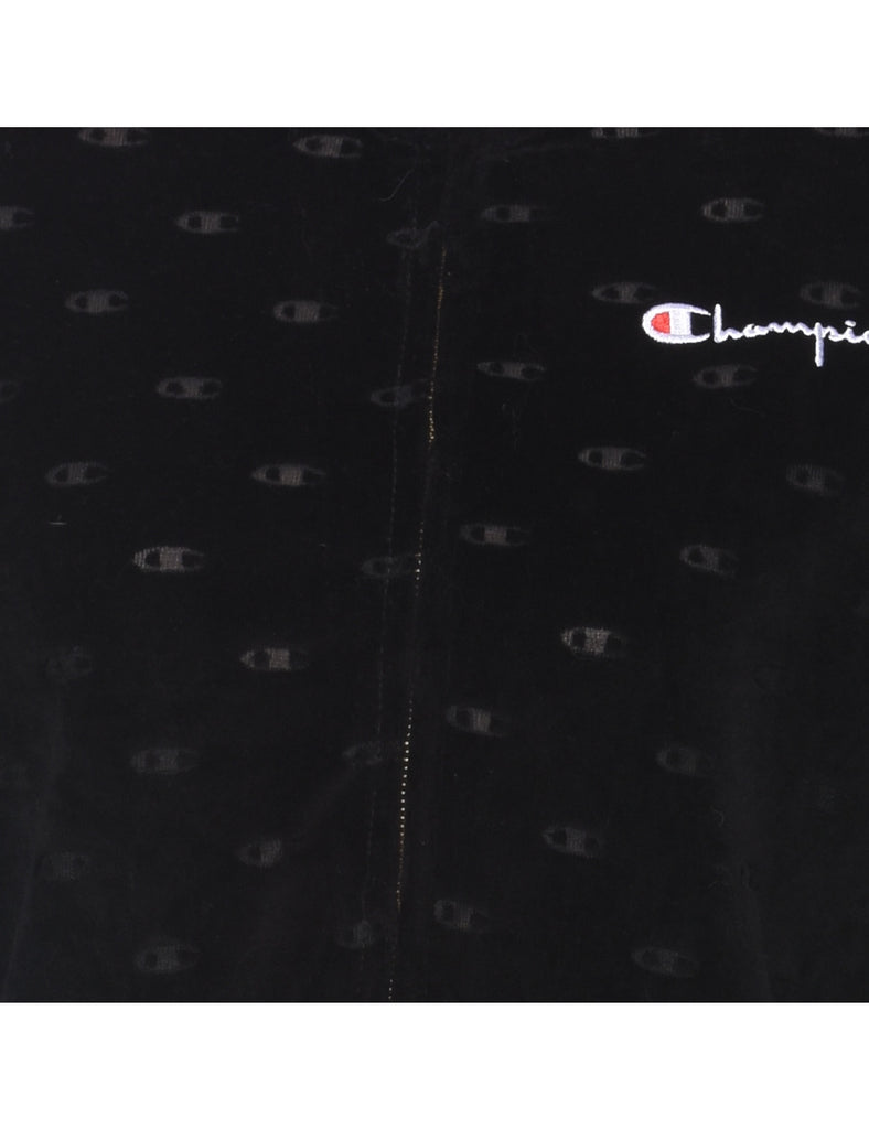 Champion Black Velvet Contrast Trim Track Top - M