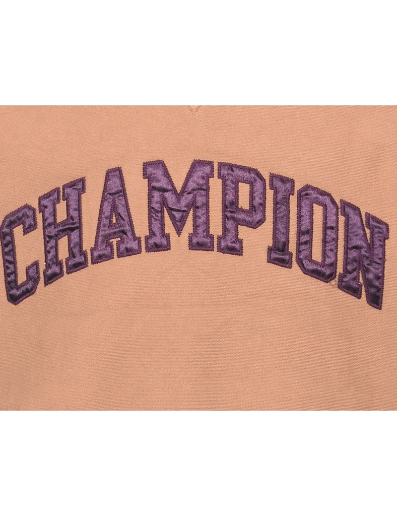 Champion Brown & Purple Embroidered Cropped Reverse Weave Sweatshirt - XS