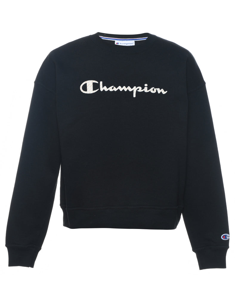 Champion Cropped Black Printed Sweatshirt - XS