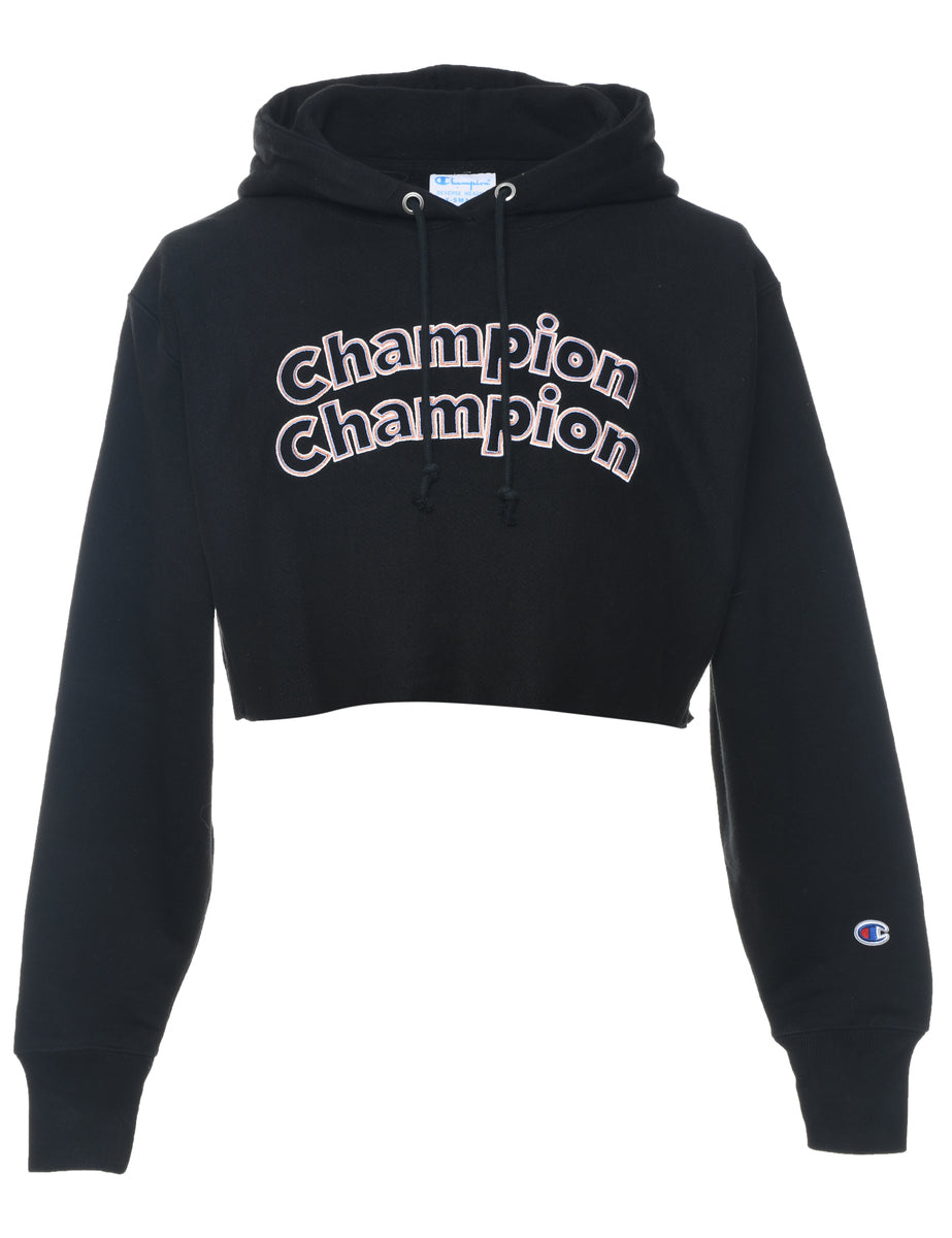 Women's Champion Champion Reverse Weave Black Cropped Hoodie Black