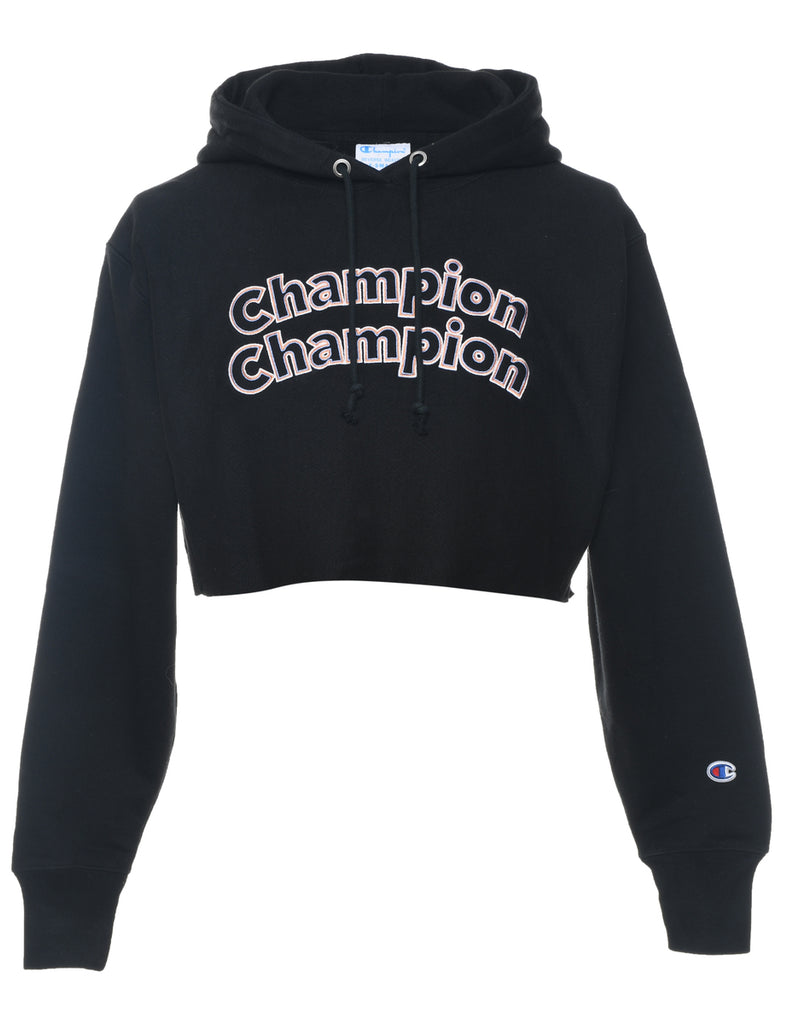 Champion Reverse Weave Black Cropped Hoodie - XS