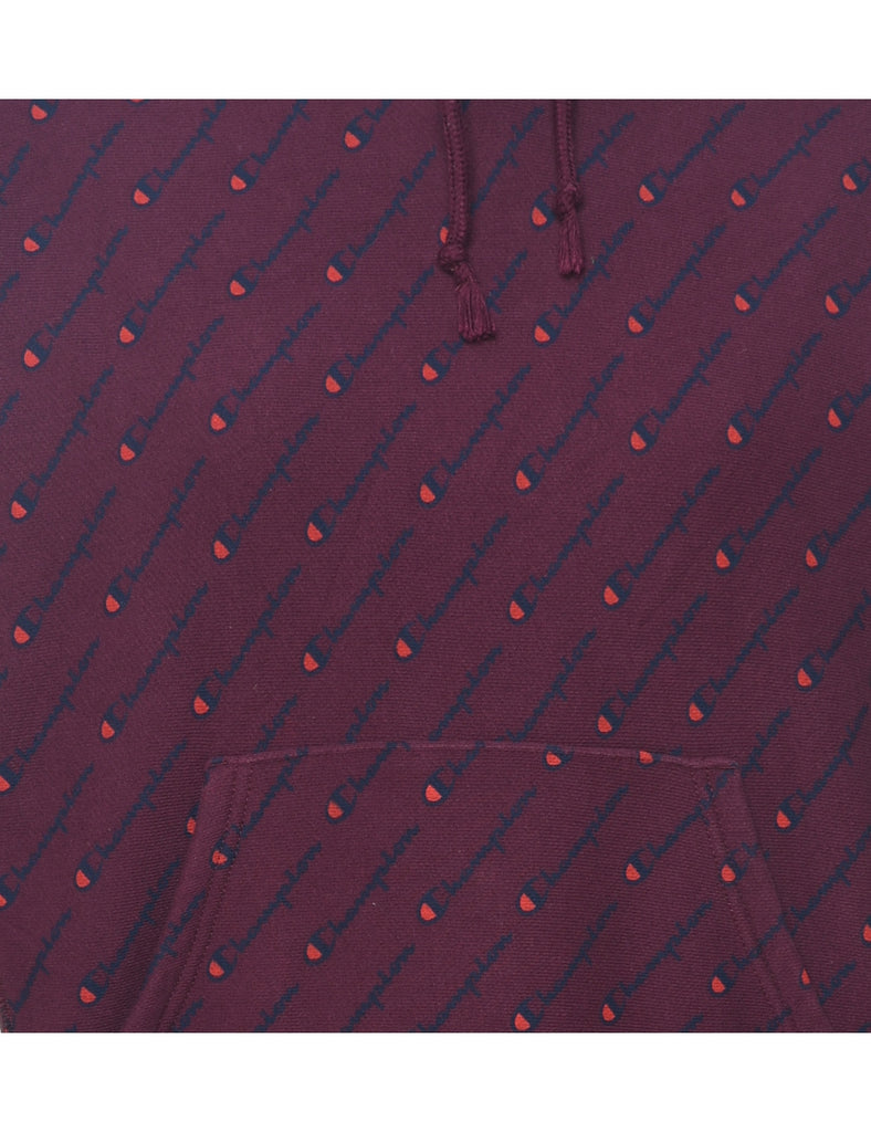 Champion Reverse Weave Plum Patterned Hoodie - M
