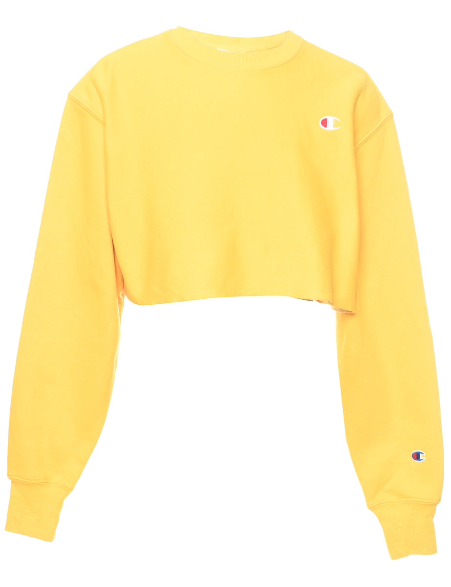 Champion Cropped Yellow Sweatshirt Champion Reverse Weave Yellow