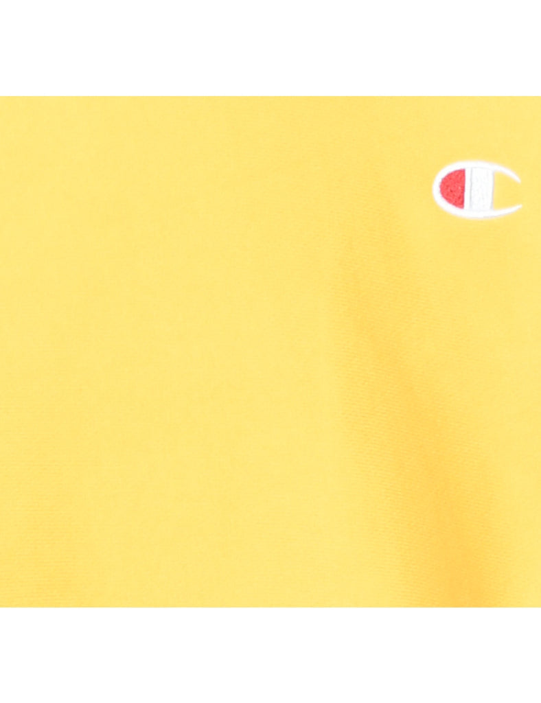 Champion Reverse Weave Yellow Cropped Plain Sweatshirt - XS