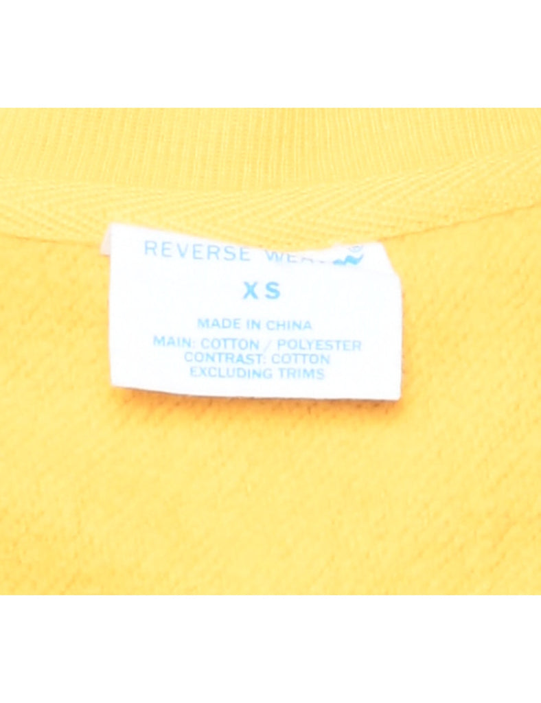 Champion Reverse Weave Yellow Cropped Plain Sweatshirt - XS