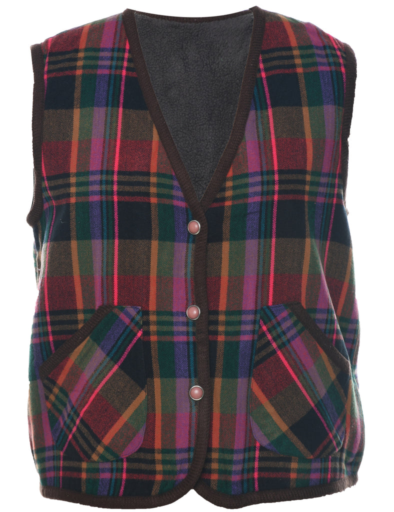 Checked A Herringbone Pattern Waistcoat - L