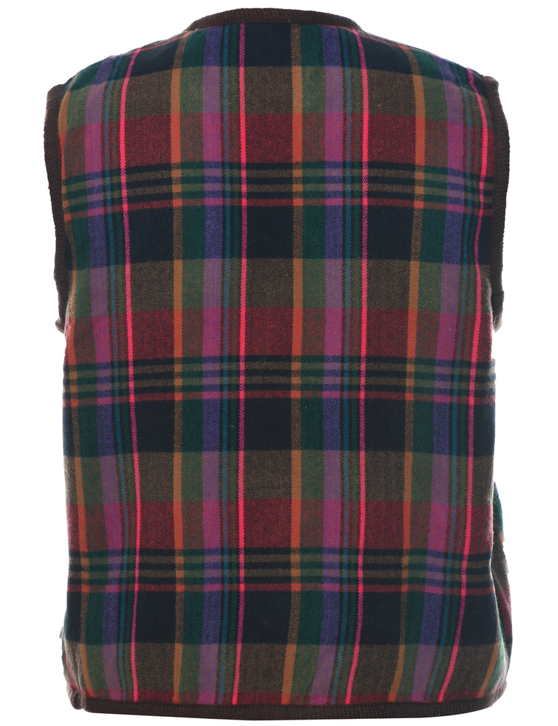 Checked A Herringbone Pattern Waistcoat - L