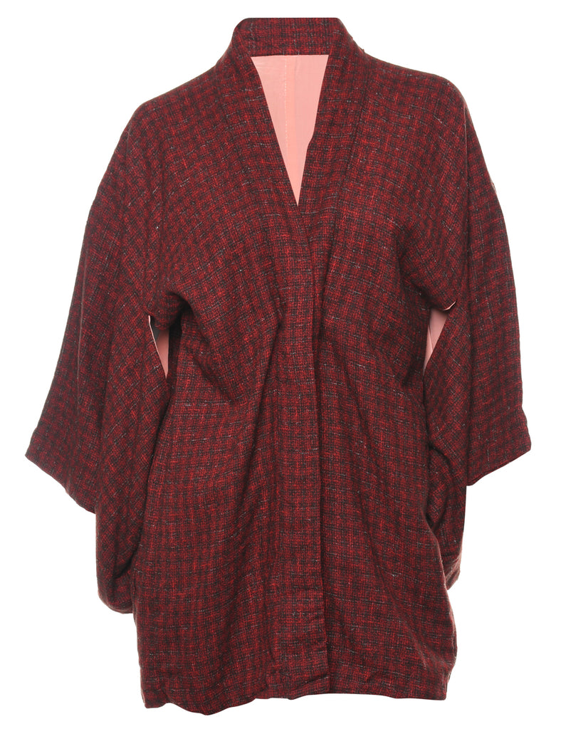 Checked Cropped Kimono - L