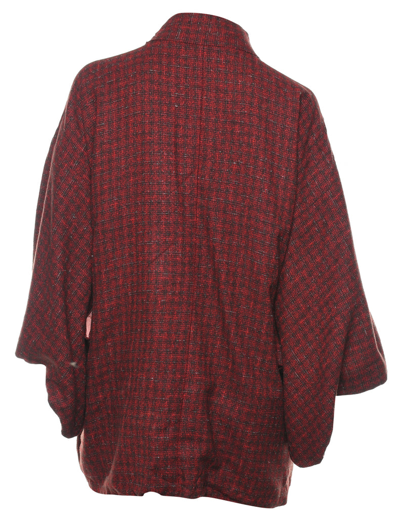 Checked Cropped Kimono - L