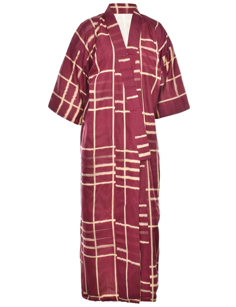 Checked Full Length Kimono - M