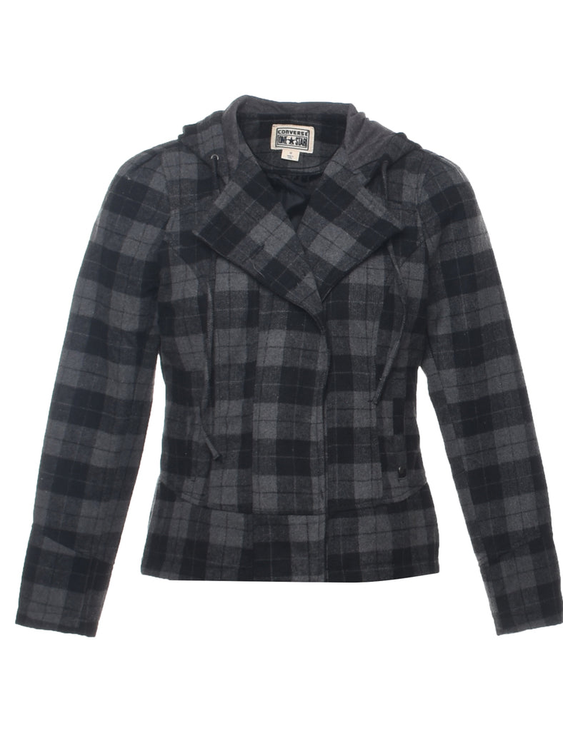 Checked Hooded Jacket - M