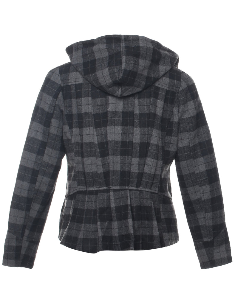 Checked Hooded Jacket - M