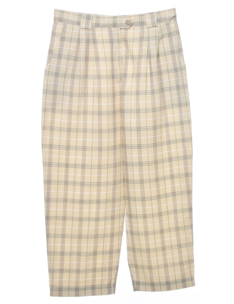 Checked Off White Trousers - W33 L26