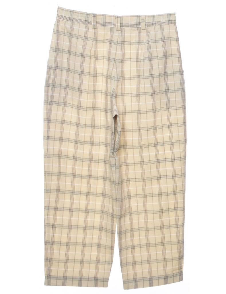 Checked Off White Trousers - W33 L26