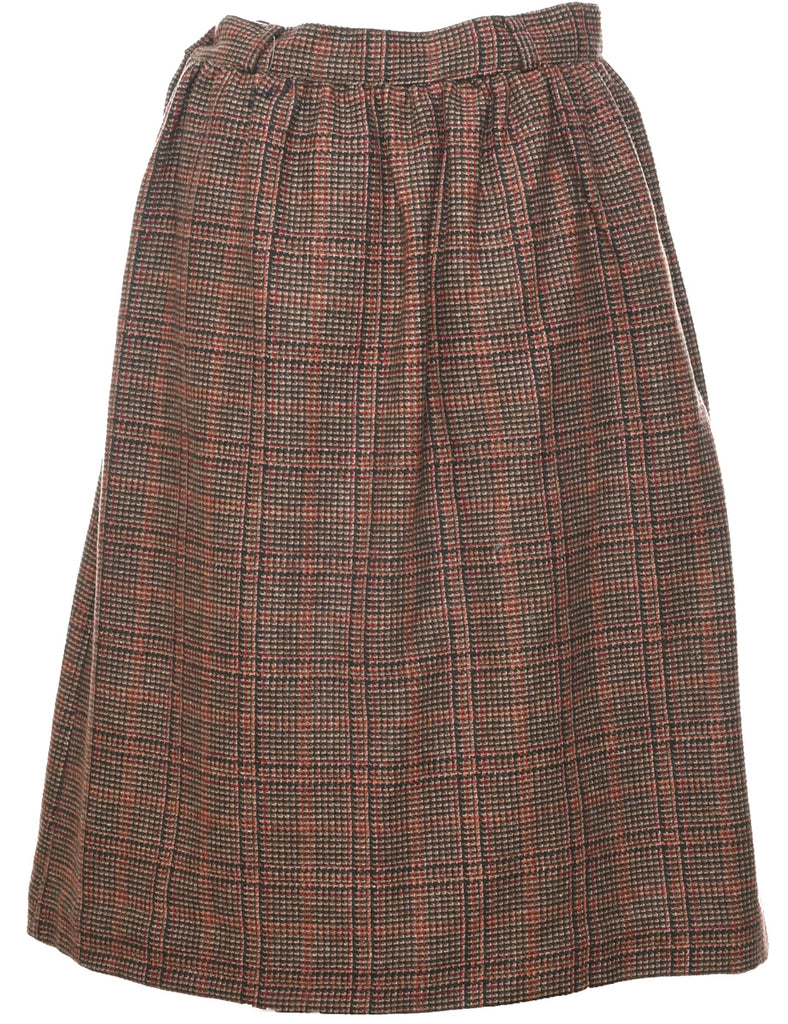 Checked Pattern Midi Skirt - M