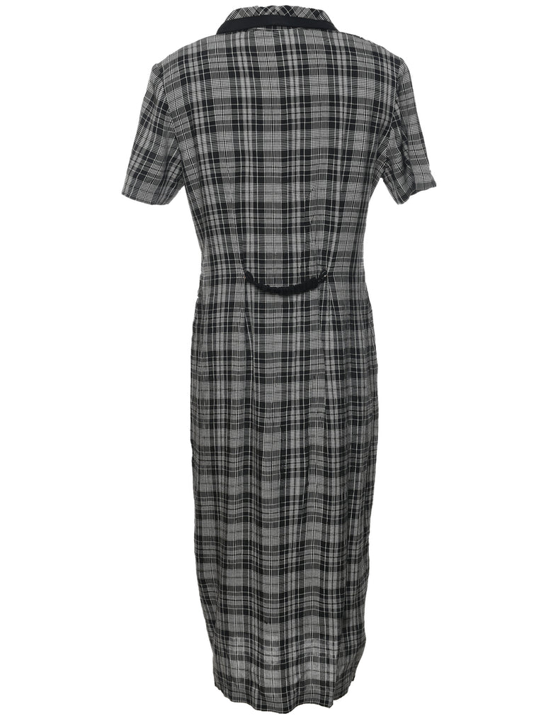 Checked Pattern Shirt Dress - L