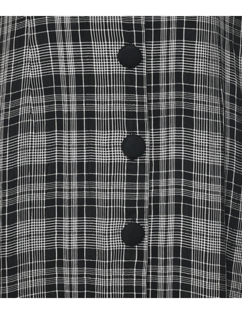 Checked Pattern Shirt Dress - L