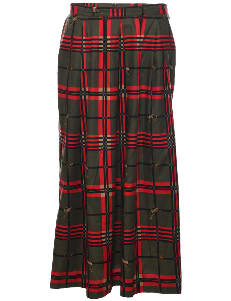 Checked Pleated Skirt - M