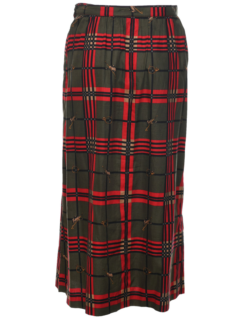 Checked Pleated Skirt - M